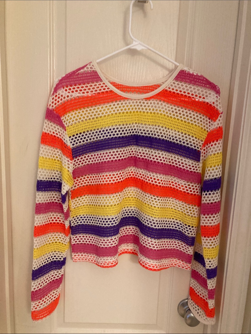 Striped Multicolor Crochet Sweater